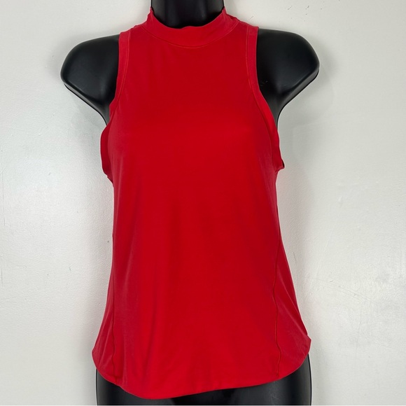 Lululemon Wundermost Ultra-Soft Nulu Mock neck Tank Top Sz M Grenadine Red GRRD - Picture 1 of 8